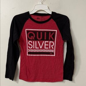Quiksilver Kids Red and Black Graphic Long Sleeve Tee